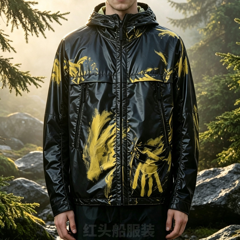 Men's jacket, high-end temperature-sensitive color-changing clothing, outdoor sports windbreaker, hooded coat, European and American foreign trade men's wear