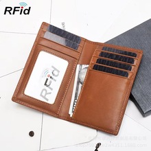 廠家供應RFID短款錢包經典男士頭層牛皮油蠟皮簡約兩折卡包證件包