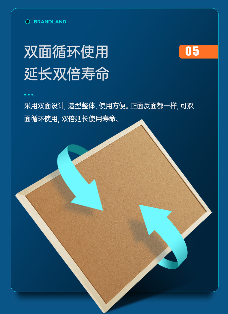 Brandland展示板加厚单双面挂墙宣传记事备忘照片墙留言板软木板详情12