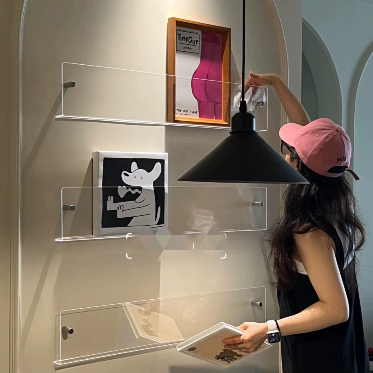 Акриловая книжная полка, подвесная настенная прозрачная стойка для хранения, стеллаж для хранения журналов, детская стойка для хранения книг с картинками