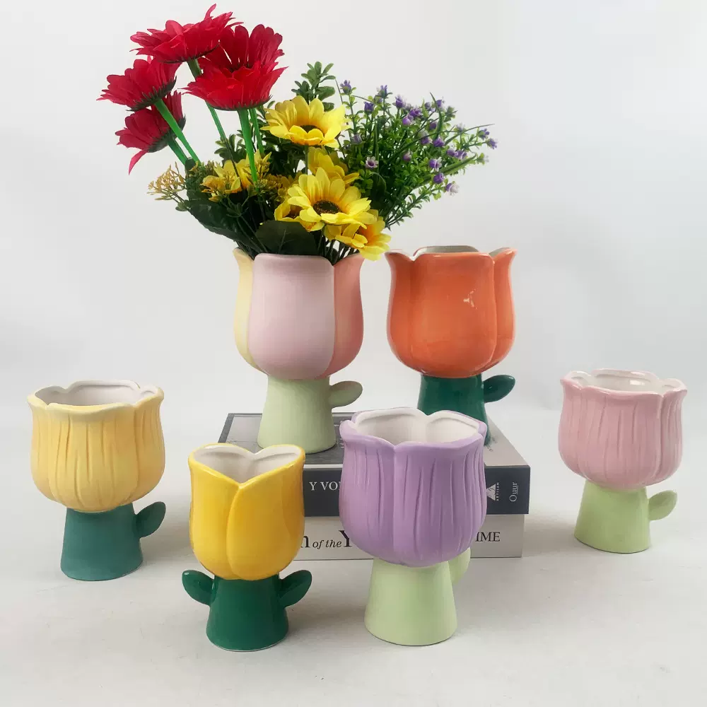 轻奢简约t陶瓷花瓶ins风高级感水养百合鲜花北欧客厅插花创意摆件