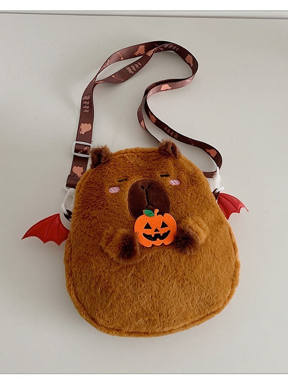 カピバラハロウィン悪魔カピバラ人形ぬいぐるみ漫画バックパック女の子オレンジクロスボーダーメッセンジャー|undefined