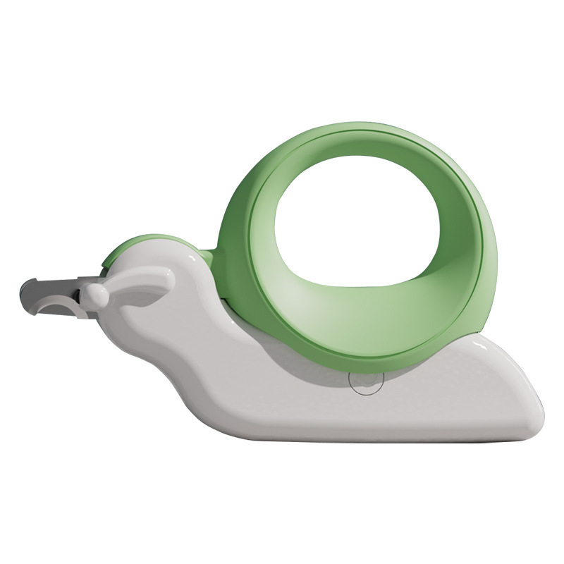 Fábrica en stock forma de caracol cortaúñas para mascotas cortaúñas lámpara LED seguridad tijeras gato cortaúñas