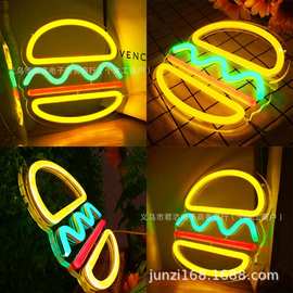氛围霓虹灯餐厅装饰汉堡LED霓虹灯LED装饰灯网红氛围灯