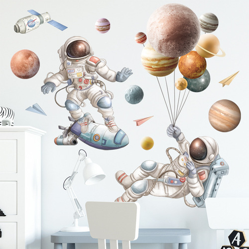 Astronaut starry sky stickers Earth NAS wall decoration background bedroom sofa wallpaper children's room classroom wall stickers