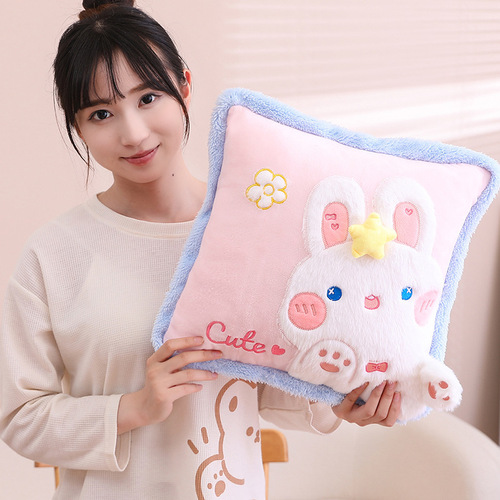 Cartoon pillow quilt dual-purpose 2-in-1 folding blanket creative air conditioner quilt lunch break cute car pillow with customized logo