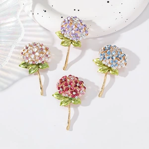 Korean Fashion New Alloy Enamel Hydrangea Brooch Personalized Versatile Women's Clothing Corsage Jewelry Pin