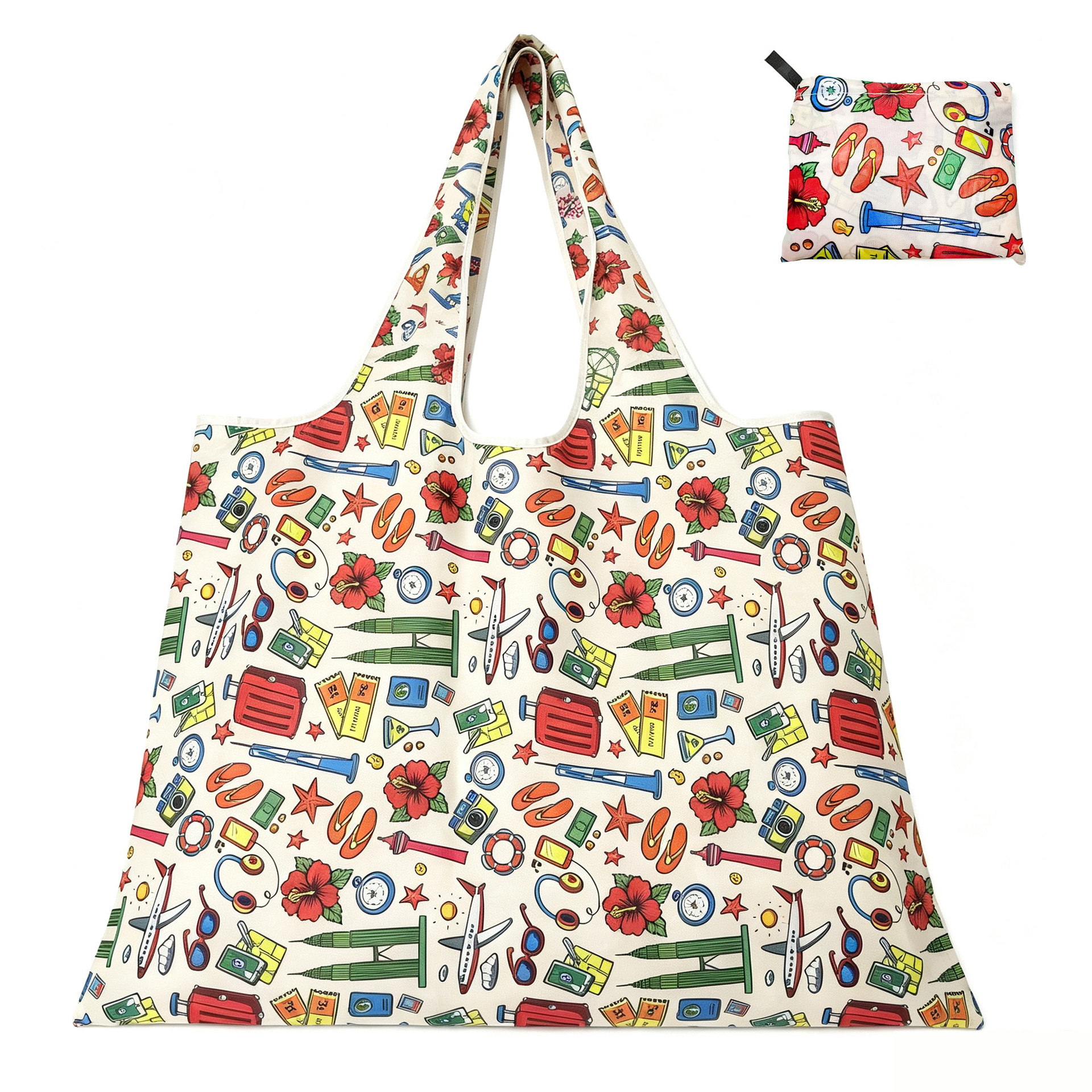 Nueva bolsa de compras plegable de gran capacidad en stock bolsa plegable de Protección Ambiental bolsa de almacenamiento portátil de impresión portátil creativa image 15