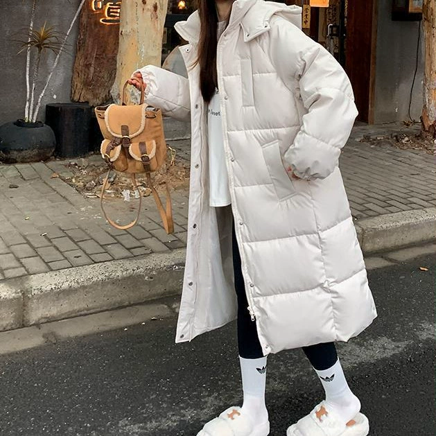 Зимний длинный пуховик с капюшоном, mid-length, оверсайз, повышенная толщина, корейский стиль