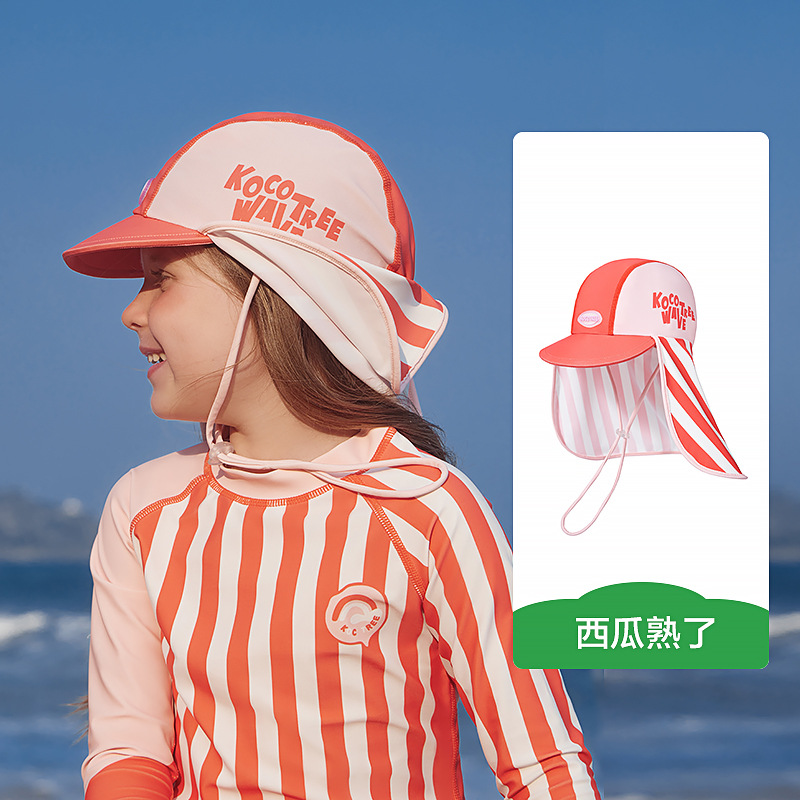 KK Tree Gorro de baño con protección solar para niños Clase A UPF50 Gorro de cuello de playa para niños y niñas de secado rápido Chal de bebé Gorro de visera