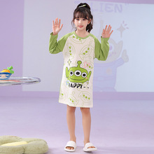 女童春秋季睡裙长袖棉儿童可爱卡通中大童宝宝睡衣薄款一件代发