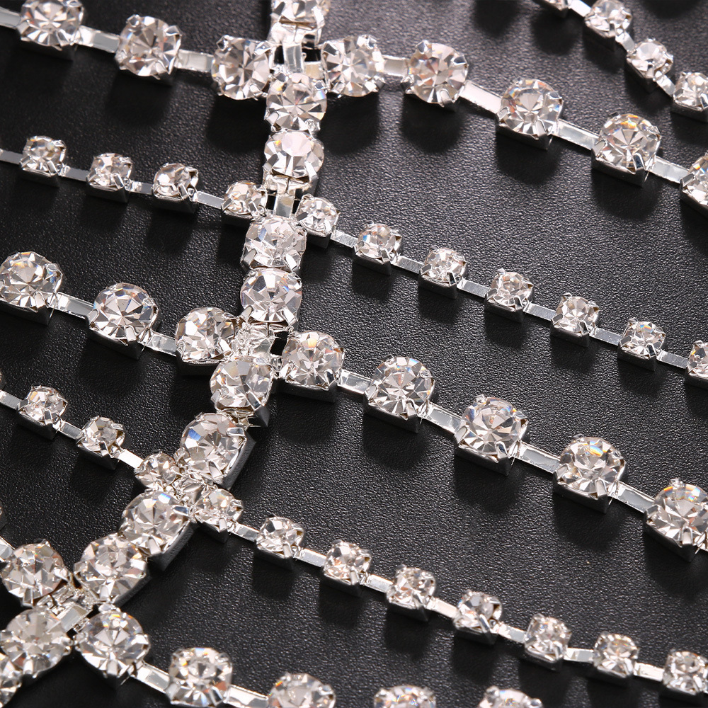 Nueva moda rhinestone pelo cadena femenina personalidad europea y americana exagerada malla borla multi-capa pelo accesorios tocado