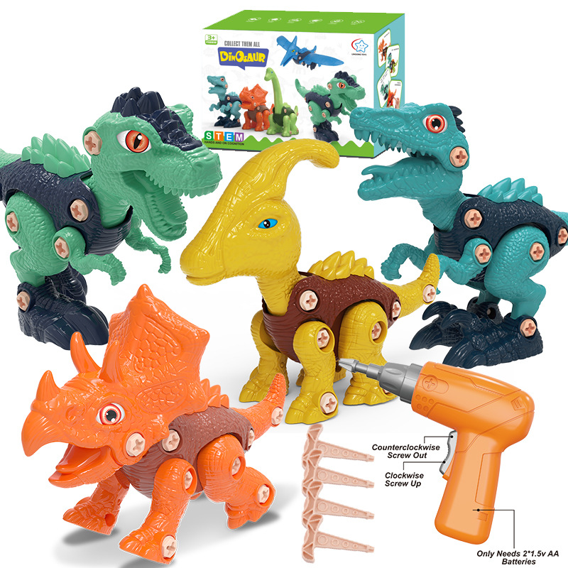 Cross-Border Hot-Selling DIY Disassembly and Assembly of Dinosaurs, Screws and Assembly of Tyrannosaurus Rex, Building Blocks, Dinosaur Kidsren's Toy Set