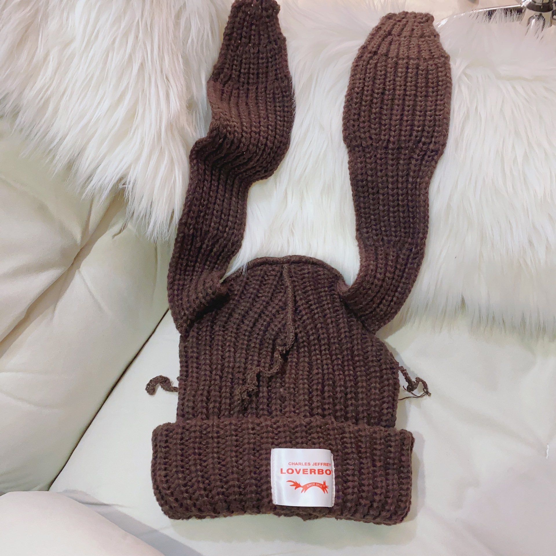 Han China-Chic brand design niche rabbit wool autumn and winter ear protection warm knitted hat children_voghion.com