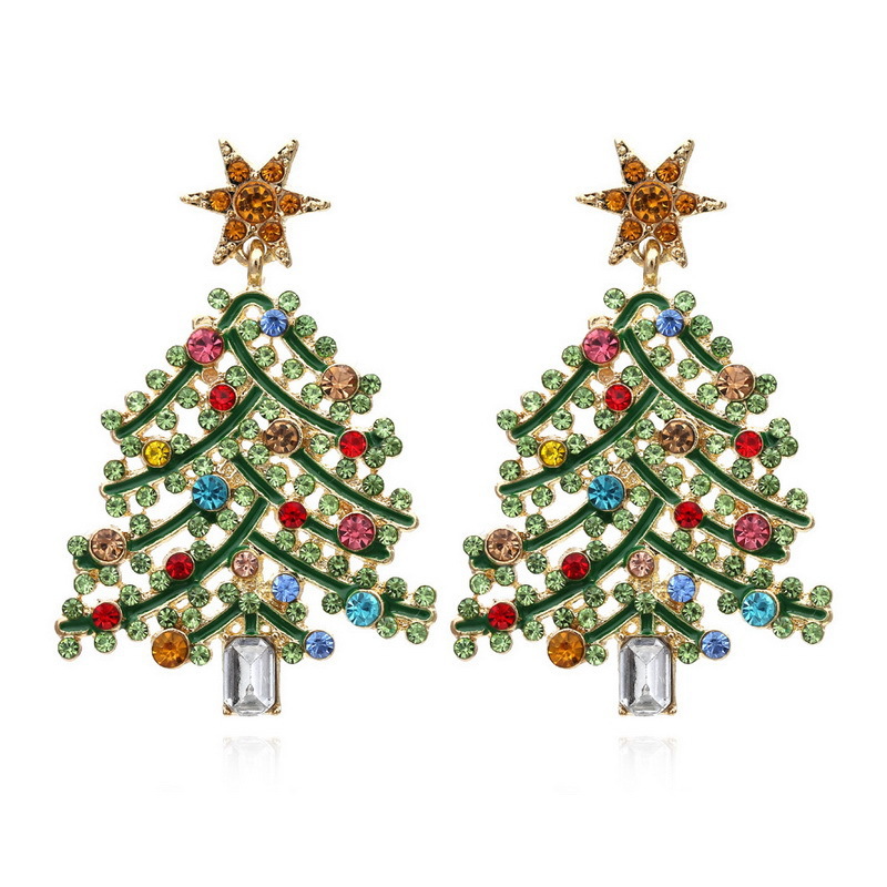 1 Paar Süß Weihnachtsbaum Legierung Tropfenohrringe display picture 7