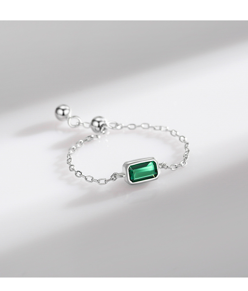 Simple Style Geometric Sterling Silver Inlay Zircon Open Ring 1 Piece