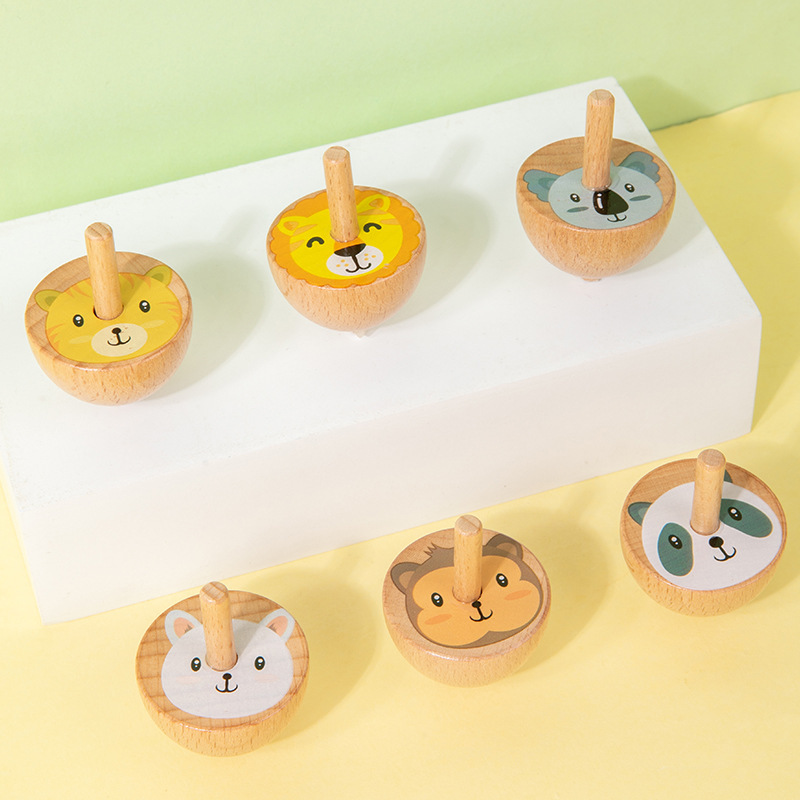 Creativo giroscopio de madera tradicional juguetes nostálgicos para niños y niñas giroscopio de punta de dedo juguetes de mercado nocturno mayorista