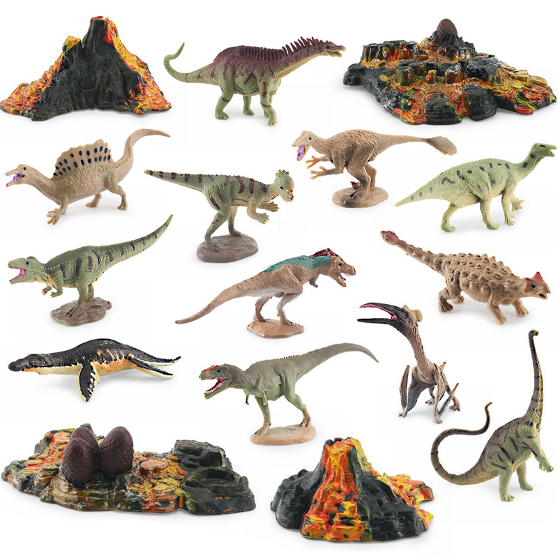 Transfronteriza exportación mini simulación Jurásico dinosaurio volcán 12 traje de escritorio estática modelo Decoración Juguetes