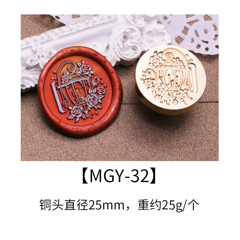 Cabezal de sello de pintura de fuego europea, serie de jardín de rosas, pintura de fuego, cabeza de cobre, sobre, cera de sellado, producto terminado, cabezal de impresión de imagen listo