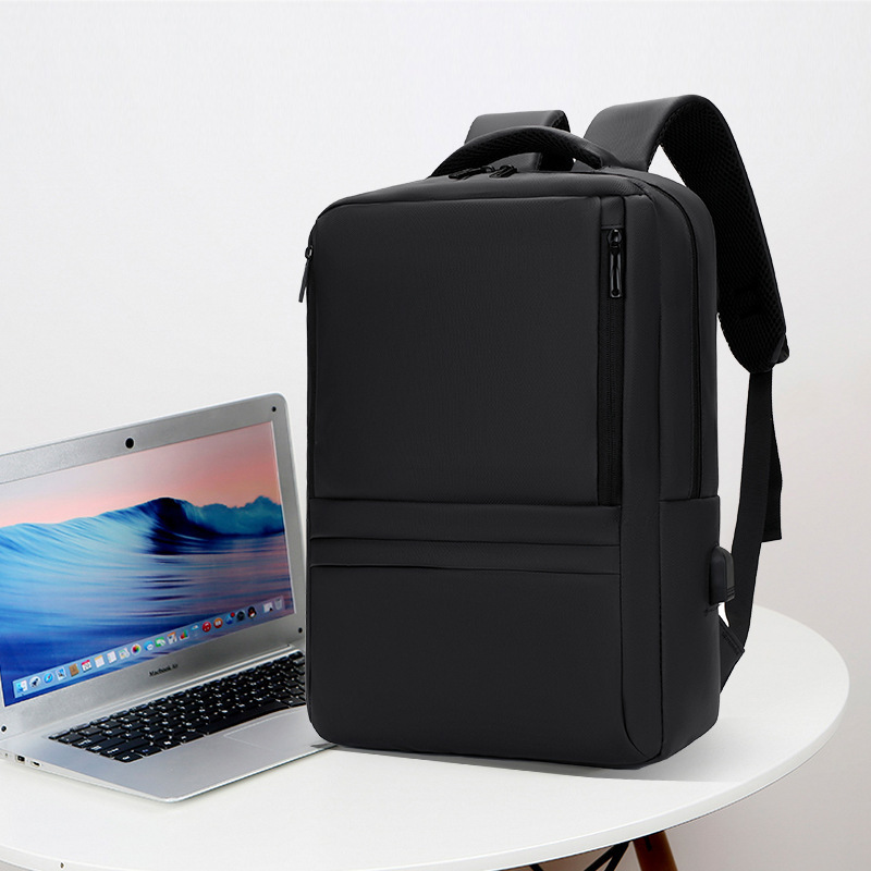 New Backpack Expansion Simple Solid Color Backpack Men's Business Backpack Water-Repellent Multi-Functional Computer Bag Cross-Border