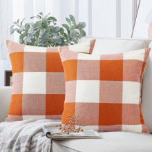 K 61528 Linen black white grid pillow case ����ڰ׸�����
