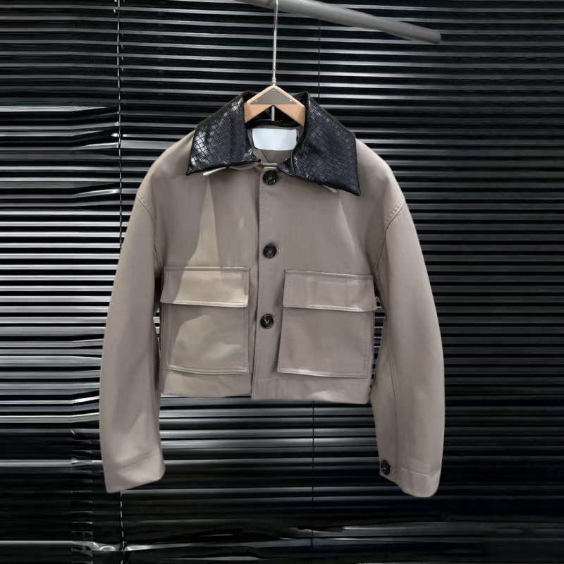 Linghua Ji 26 Autumn Vintage Patchwork Collar Long Sleeve Pocket French Minimalist Workwear Short Jacket Casual Jacket Cross-Border Linghua Ji 26 Autumn Vintage Patchwork Collar Long Sleeve Pocket French Minimalist Workwear Short Jacket Casual Jacket Cross-Border