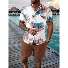 G 95638 Hawaiian print lapel short shirt ������ӡ���������