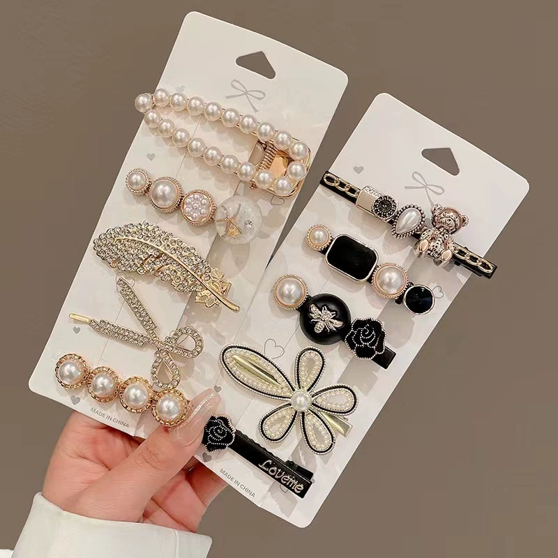 5 предметов в Корейском стиле, ножницы-Расческа с перьями, заколка с бриллиантами, боковой зажим, зажим для челки медведя, аксессуары для волос