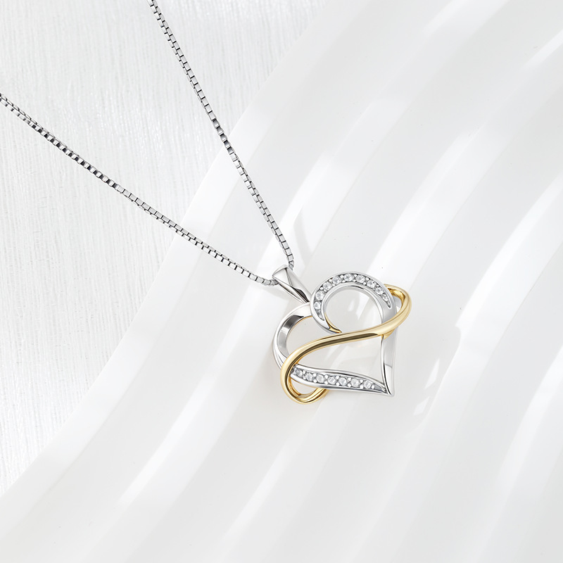 Europa y América Cross-border 925 plata de ley con incrustaciones de diamantes amor colgante cadena de clavícula lujo ligero simple y versátil collar de alta calidad en forma de corazón