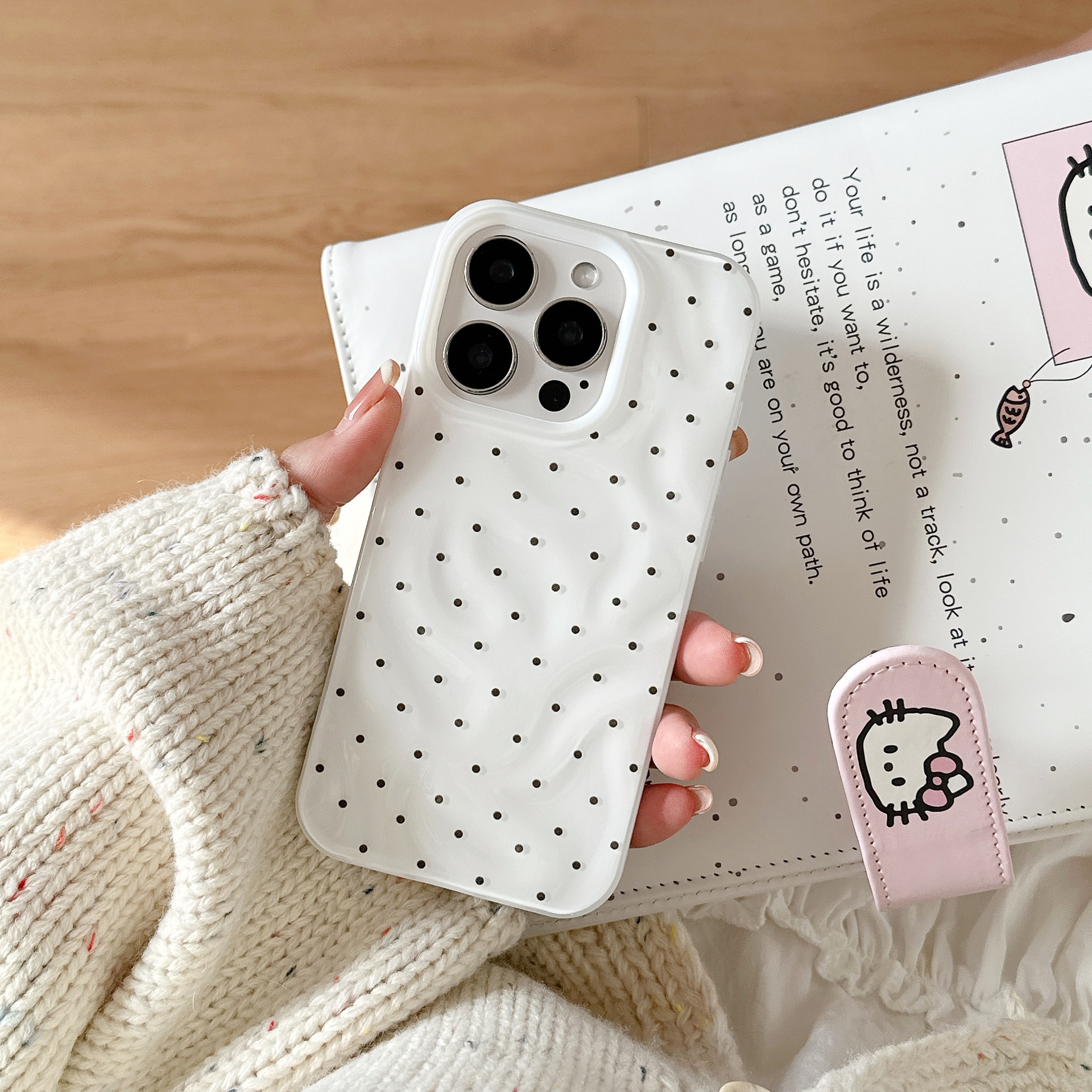 Sencillo verano, sensación avanzada, pantalla completa, punto de onda, adecuado para Apple 16ProMax, funda para teléfono móvil 15Pro, nuevo 14/13 femenino