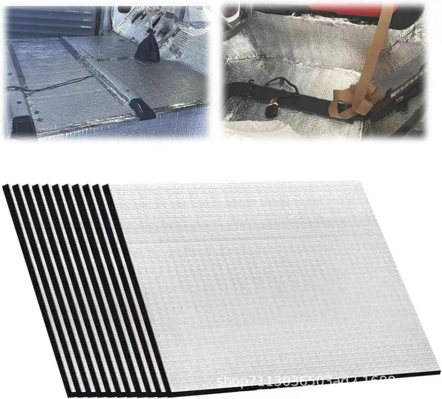 25*18cm Car Soundproofing Cotton Heat Insulation Cotton Aluminum Foil Shock Absorbing Pad Insulation Pad Silencer Cotton Cross-Border Dropshipping