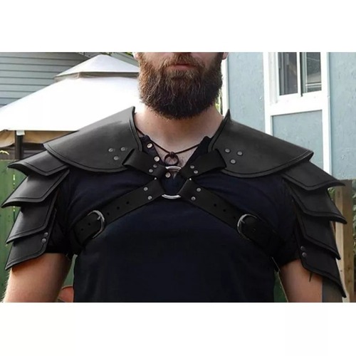 Medieval Warrior Swordsman performance shoulder pad COSPLAY stage props retro multi-layer leather rivet bound shoulder Armour belt