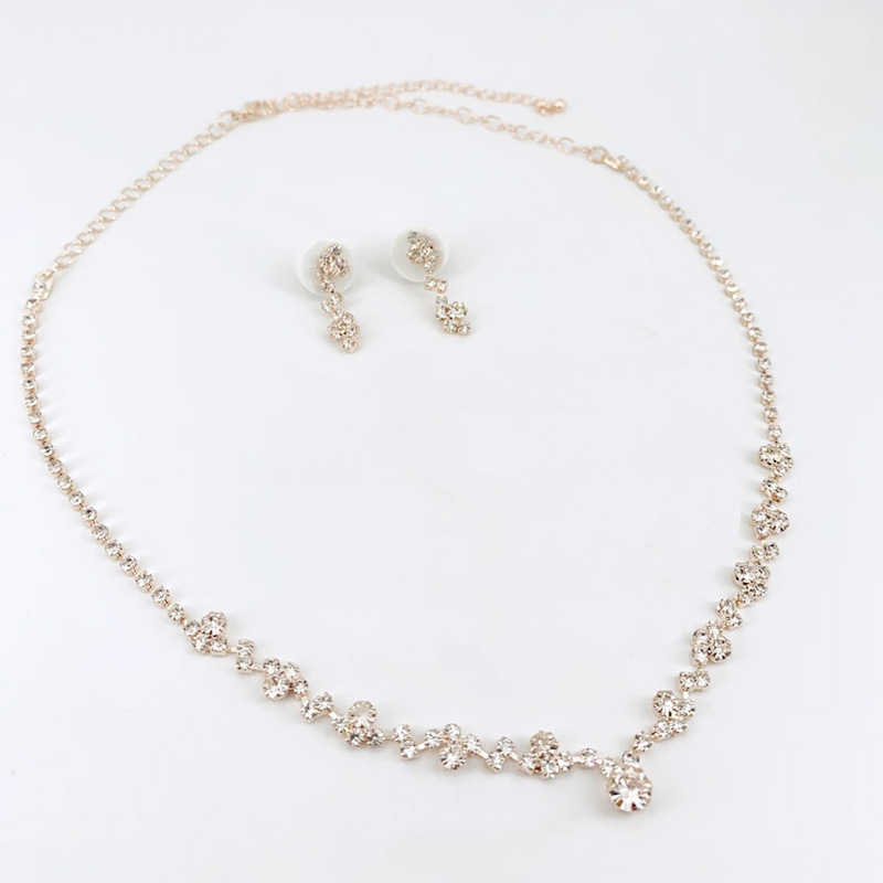Sucesso de vendas transfronteiriço: Joias de noiva europeias e americanas, acessórios de casamento femininos, corrente simples com fecho de garras, elegante._voghion.com