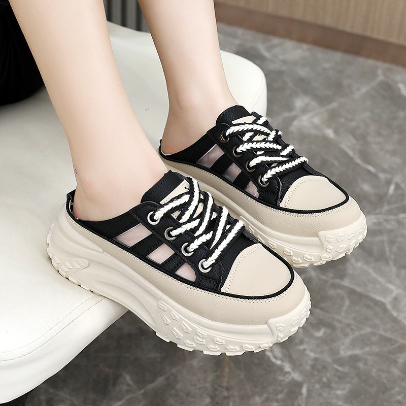 Q072 Nuevas pantuflas caladas para mujer, estilo veraniego, modernas, casuales, transpirables, con suela gruesa que aumenta la altura._voghion.com