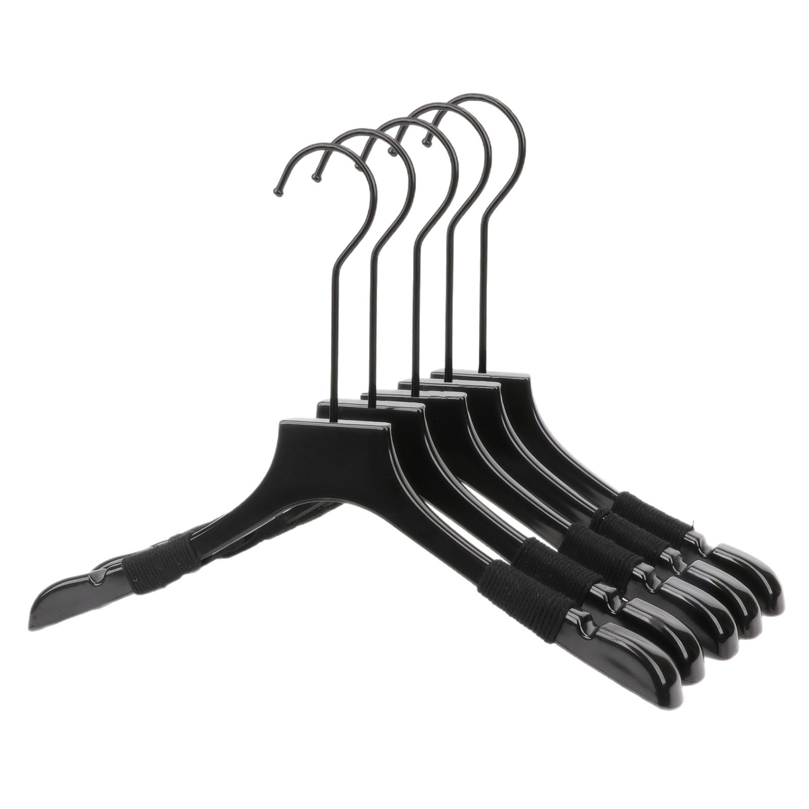 Tienda de ropa especial acrílico negro puro percha de ropa para niños ropa de hombre y mujer ropa antideslizante percha de ropa logotipo al por mayor