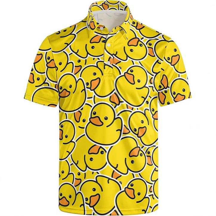 Cross-border Amazon Shrimp T Independent Station Hot Sale 3D Printing Men's Casual Button Polo Shirt Golf Shirt