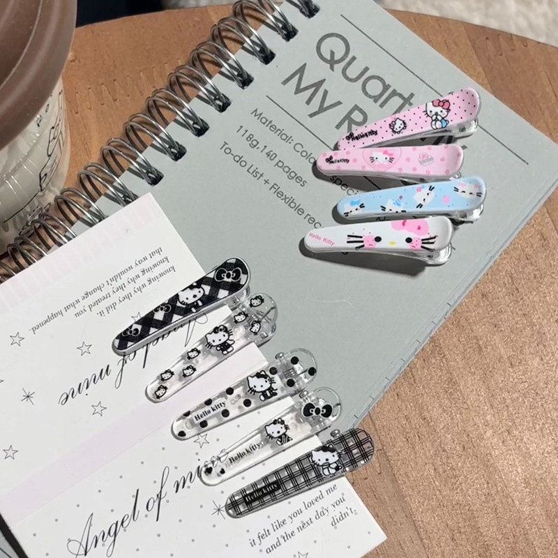 卡通kt猫印花鸭嘴夹少女心侧边刘海夹可爱甜美萌趣发饰儿童头饰