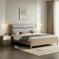 實木床軟包1.8米雙人床婚床現代簡約1.5米北歐橡膠木床工廠直銷
