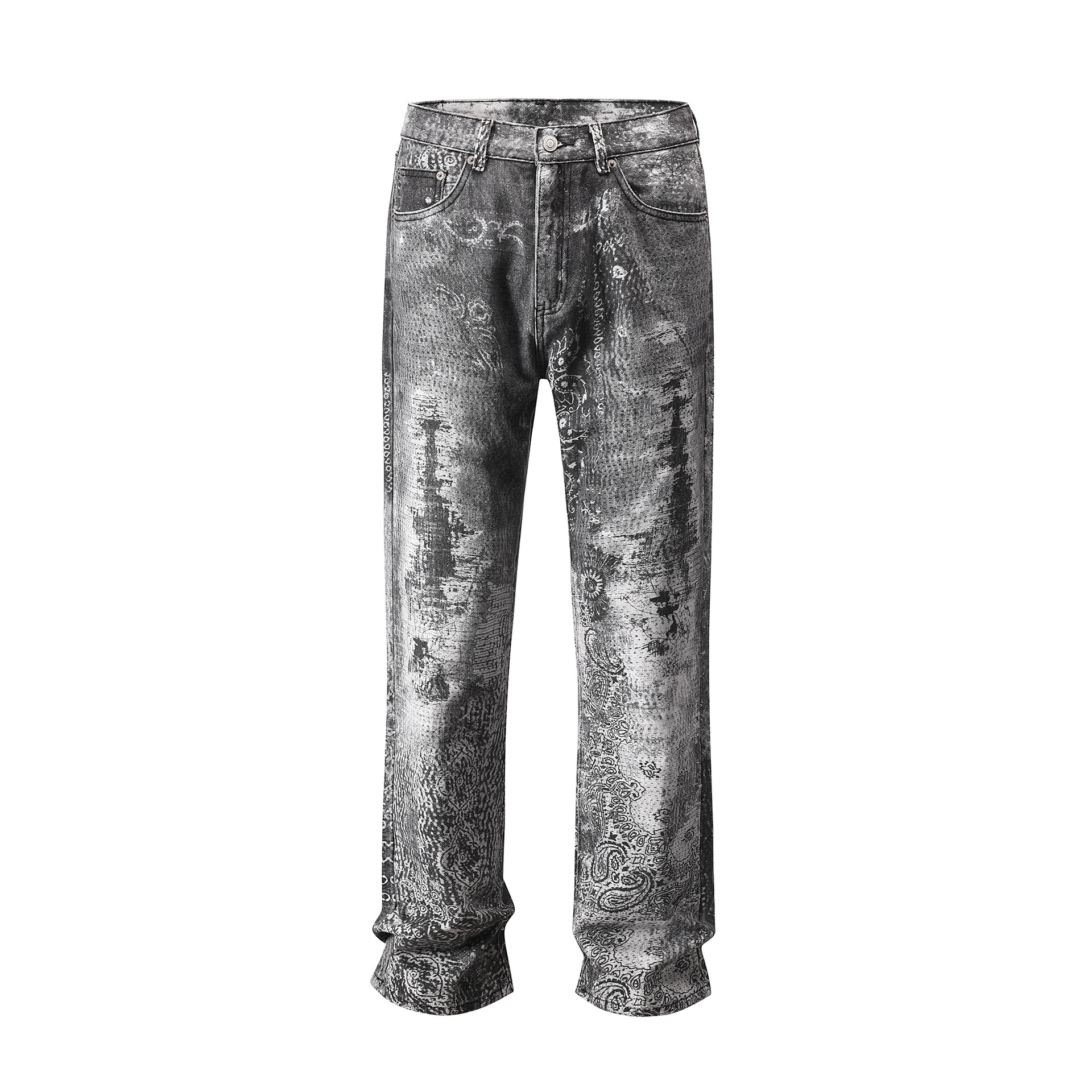 Herrejeans med rett passform og vide ben med diamantmønster_voghion.com