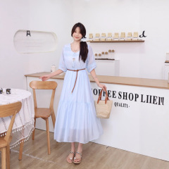 云南大理丽江扎染连衣裙女装裙子长款女春秋批发文艺复古风带腰带