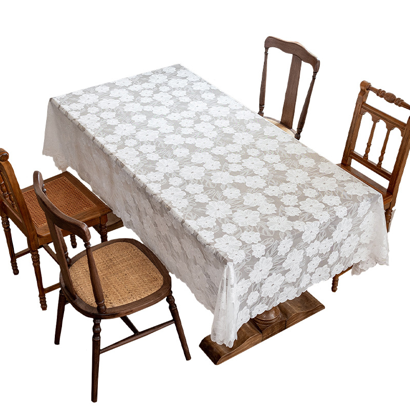 Camellia tela de mesa de encaje antideslizante de alta calidad tela de mesa de té lujosa ligera sensación de atmósfera de estudio tela de mesa cubierta transfronteriza mayorista