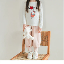 童T恤 2025春秋女童新品24823儿童字母爱心小兔T恤中大童韩版童装