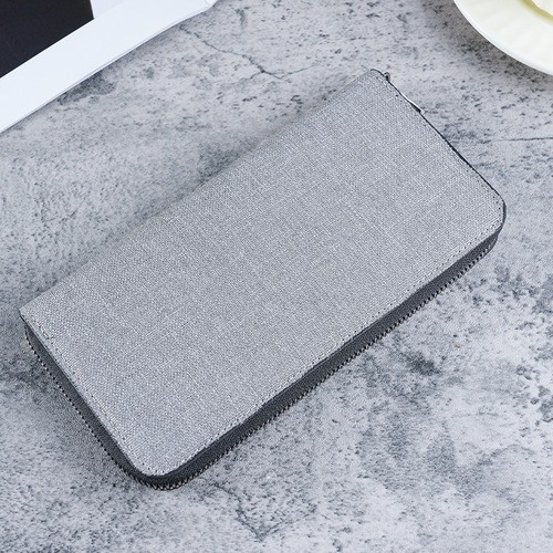 New men's long zipper wallet large capacity multi-card slot business canvas hand wallet