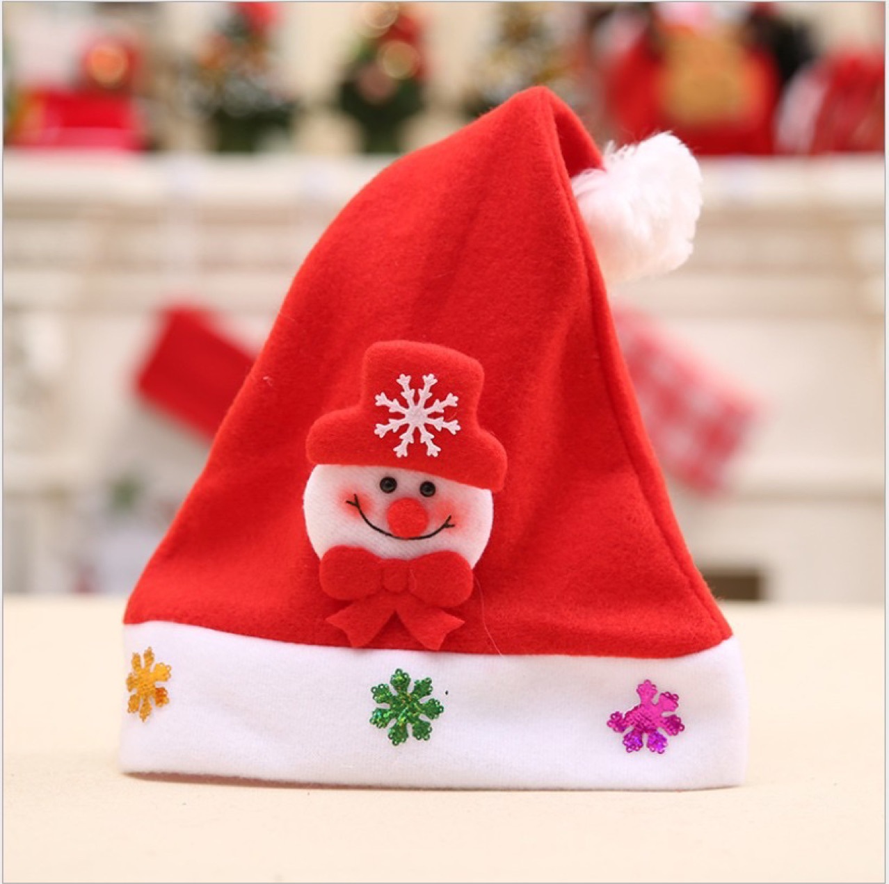 Nuevo sombrero de Navidad de arco negro dulce cool sombrero de invierno de niñas sombrero caliente de peluche rojo sombrero de Navidad