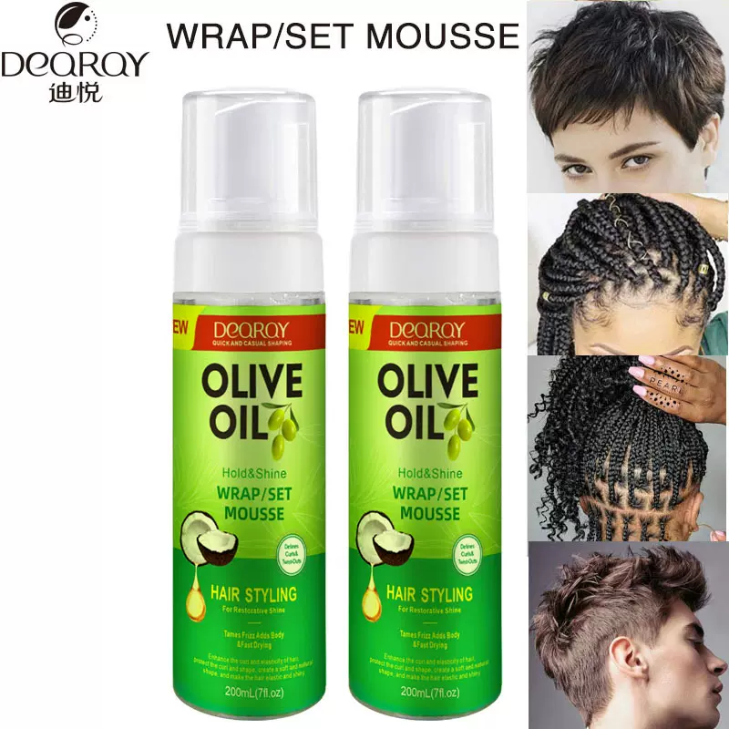 跨境外贸假发定造型慕斯卷发保湿蓬松泡泡沫摩丝Olive Oil mousse