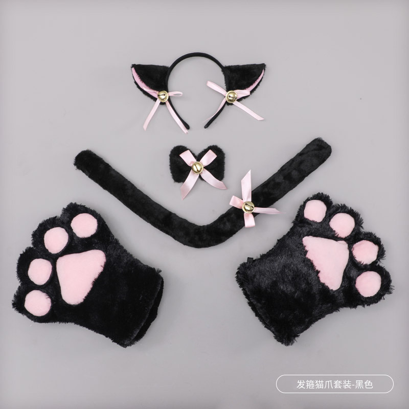 머리띠 고양이 발 세트 블랙