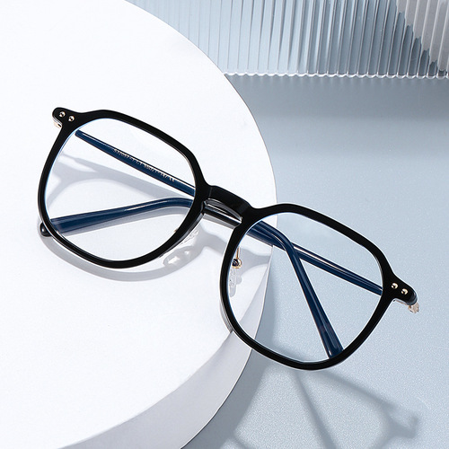 32057GM Black Frame Glasses for Women, Large Frame Anti-Blue Light Radiation, Ultra-Light Prescription Eyeglasses, Bare Face Magic, Men's Korean Style