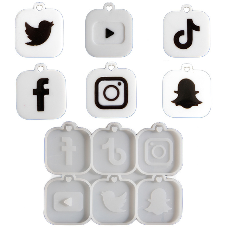 Social Media 挂件滴胶模具可以填充NFC社交媒体挂件手工镜面模具|undefined