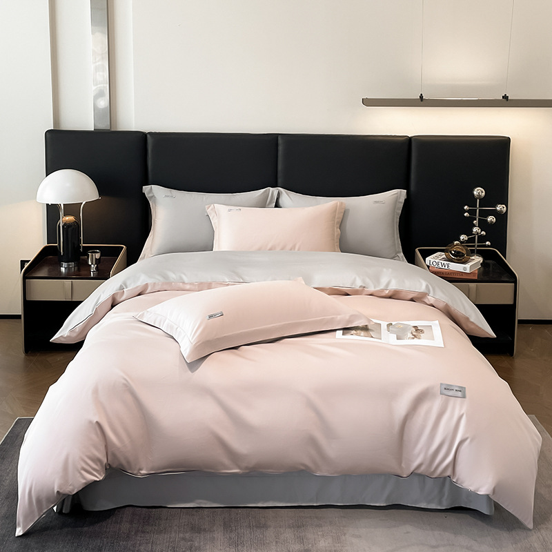 Juego de cuatro piezas de algodón de fibra larga, modelo nuevo 2024, 60 unidades, funda nórdica totalmente de algodón, estilo de sábana bajera individual, estilo de lujo ligero.