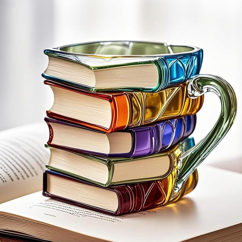 Painted Book Mug彩色本カップ3D彩色本コーヒーカップ独特の本スタッキングコーヒーカップ|undefined